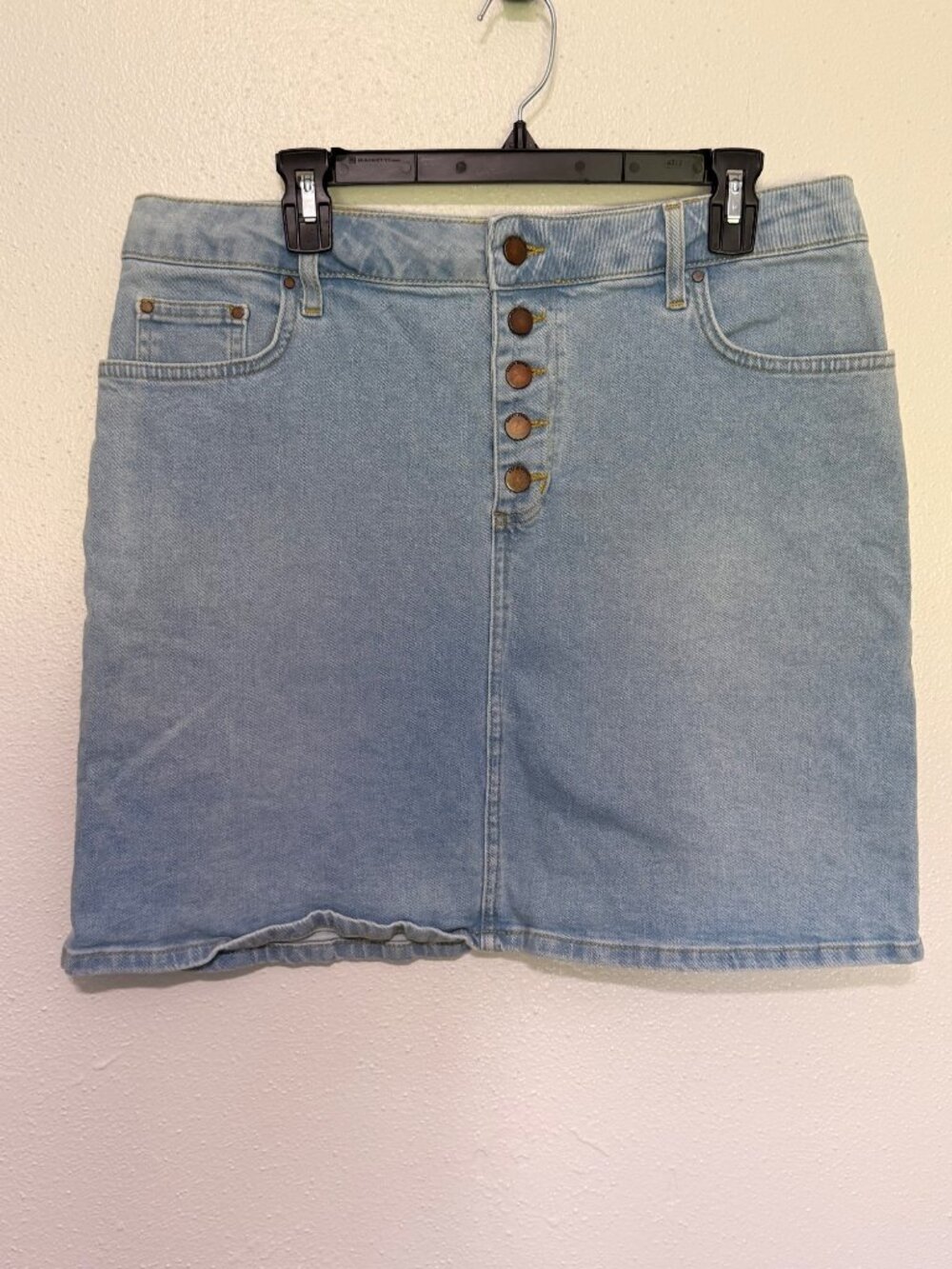 Boden Denim Mini Skirt Light Wash Button Fly Womans 14